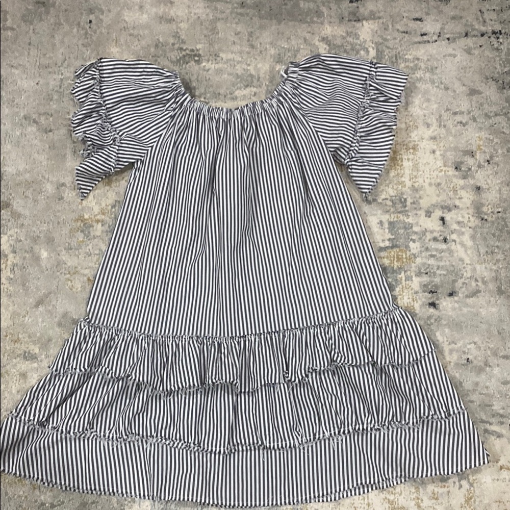 Zara Blue and White Ruffled Tiered Sundress